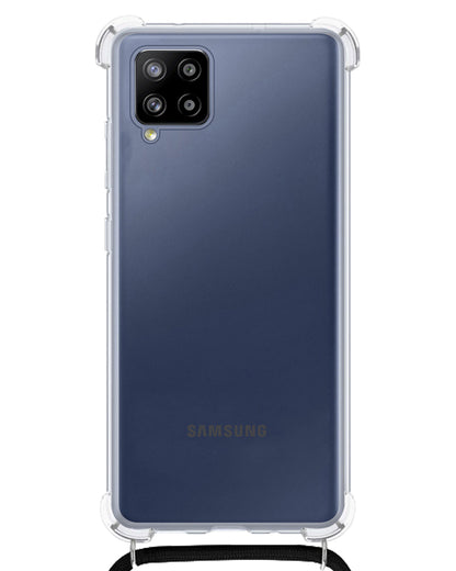 Samsung A12 Hoesje met Koord Backcover Shockproof - Transparant