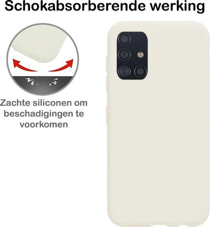 Samsung A71 Hoesje Siliconen Backcover Lichtgewicht - Wit