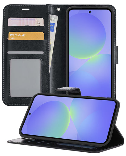 Samsung A36 Hoesje Bookcase Cover met Kaarthouder - Zwart