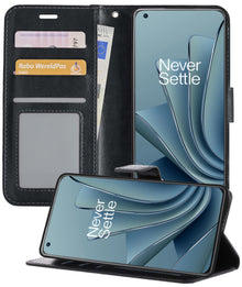 OnePlus 10 Pro Hoesje Bookcase Cover met Kaarthouder - Zwart