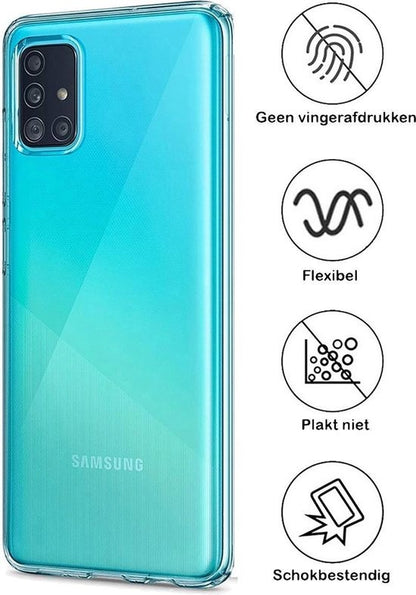 Samsung A71 Hoesje Siliconen Backcover Lichtgewicht - Transparant
