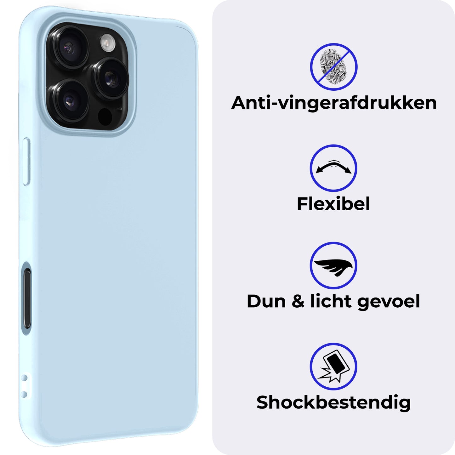 iPhone 16 Pro Max Hoesje Siliconen - Lichtblauw