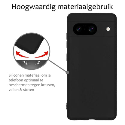 Google Pixel 8 Hoesje Siliconen Backcover Lichtgewicht - Zwart