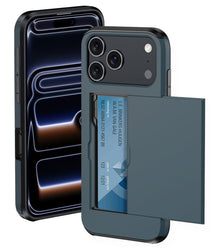 iPhone 17 Pro Hoesje Kaarthouder Hard Case Shockproof - Donkerblauw