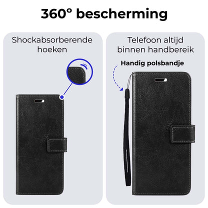 Samsung A25 Hoesje Bookcase Cover met Kaarthouder - Zwart