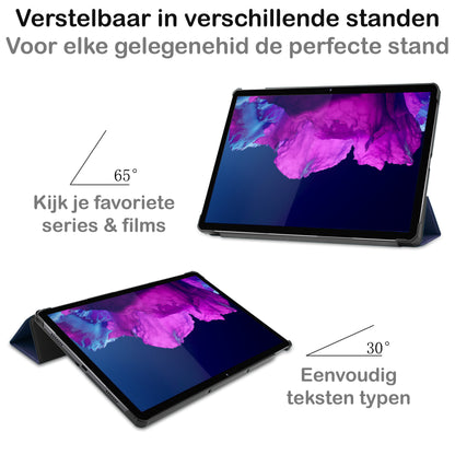 Lenovo Tab P11 Trifold Bookcase Hoes - Donkerblauw