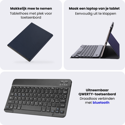 Samsung Galaxy Tab A11 Plus Toetsenbord Hoes met Uitneembaar toetsenbord - Donkerblauw