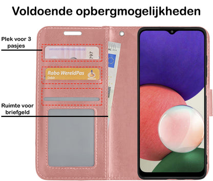 Samsung M22 Hoesje Bookcase Cover met Kaarthouder - Rosé goud
