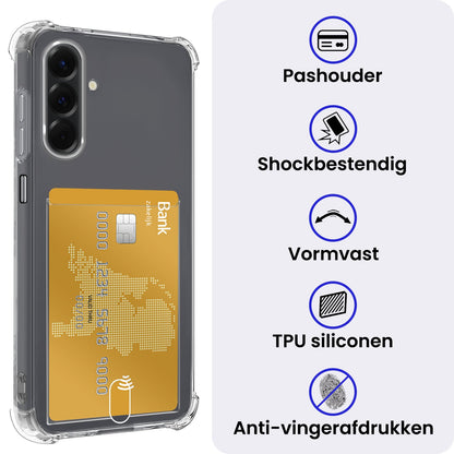 Samsung A17 Hoesje Kaarthouder Backcover Shockproof - Transparant