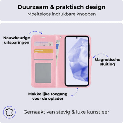 Samsung A35 Hoesje Book Case Kunstleer - Lichtroze