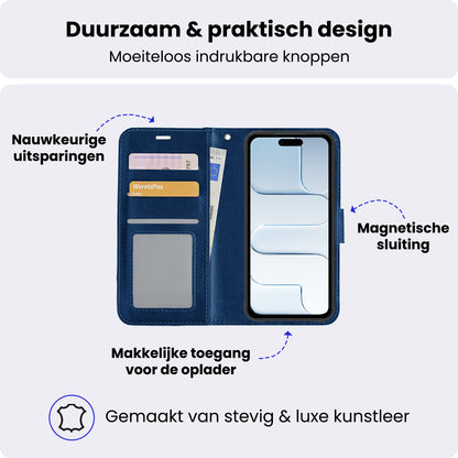 iPhone Air Hoesje Bookcase Cover met Kaarthouder - Donkerblauw