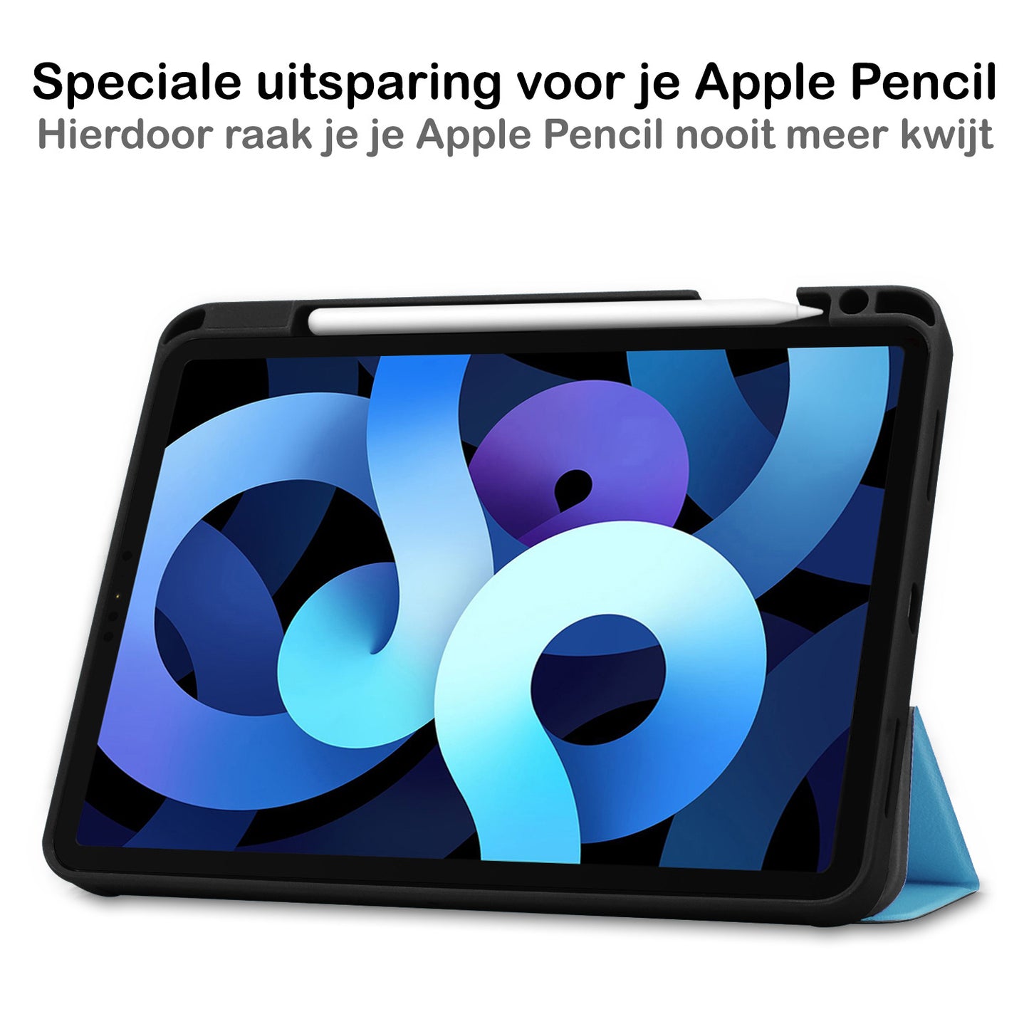 iPad Air 2022 Hoesje Book Case Met Apple Pencil Uitsparing - Lichtblauw