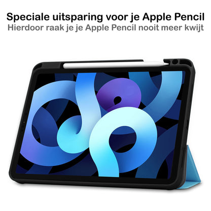 iPad Air 2022 Hoesje Book Case Met Apple Pencil Uitsparing - Lichtblauw