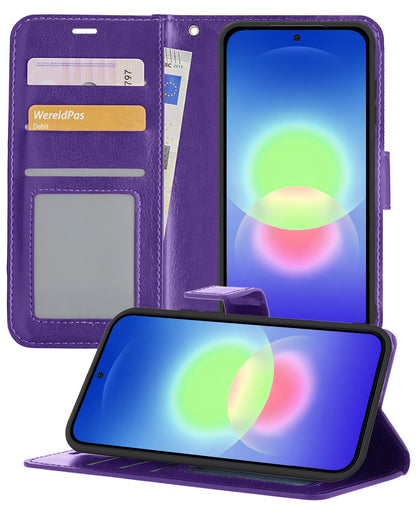 Samsung A27 Hoesje Bookcase Cover met Kaarthouder - Paars