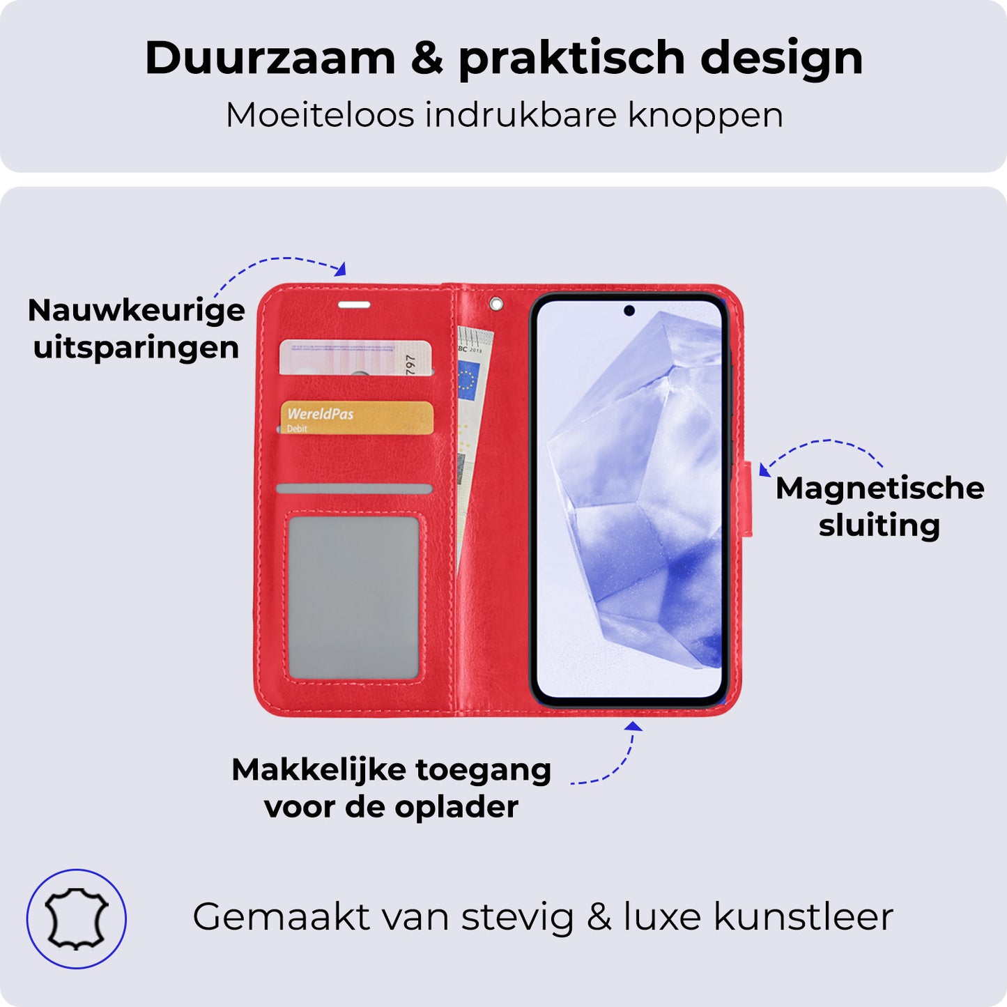 Samsung A35 Hoesje Book Case Kunstleer - Rood