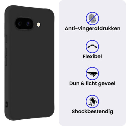 Google Pixel 9a Hoesje Siliconen Backcover Lichtgewicht - Zwart
