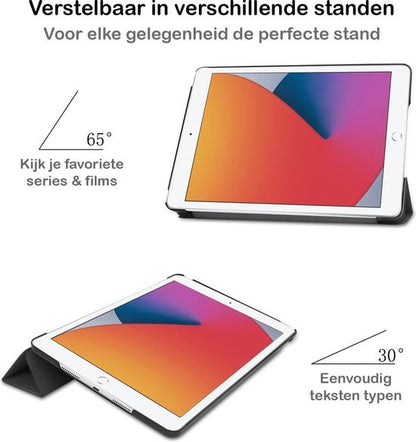iPad 10.2 2020 Trifold Bookcase Hoes - Zwart
