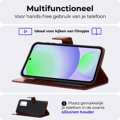 Samsung S24 FE Hoesje Bookcase Cover met Kaarthouder - Bruin