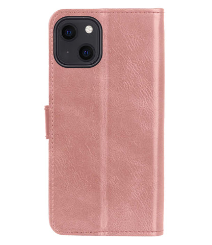 iPhone 14 Plus Hoesje Bookcase Cover met Kaarthouder - Rosé goud