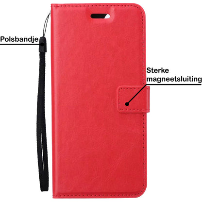 Samsung S23 Hoesje Bookcase Cover met Kaarthouder - Rood