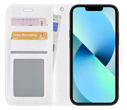 iPhone 14 Plus Hoesje Bookcase Cover met Kaarthouder - Wit