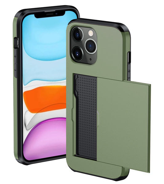 iPhone 11 Pro Max Hard Case Met Pashouder - Donkergroen