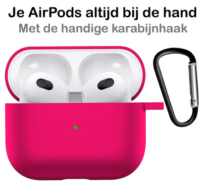 AirPods 3 Hoesje Siliconen met Clip - Donkerroze