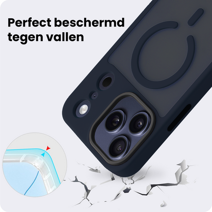 iPhone 17 Pro Hoesje Geschikt voor Magsafe Backcover Shockproof - Donkerblauw