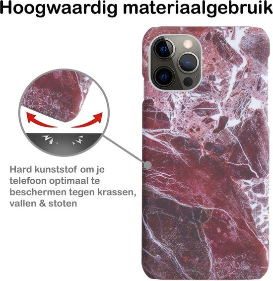 iPhone 12 Pro Max Hoesje Marmer - Rood