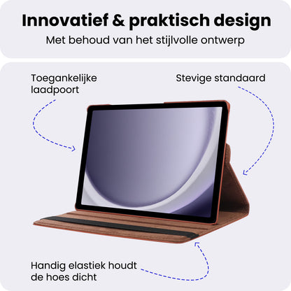 Samsung Galaxy Tab A9 Plus Trifold Bookcase Hoes 360 Graden Draaibaar - Bruin