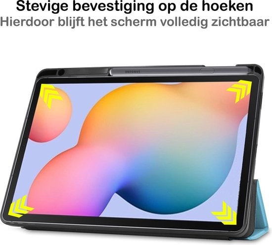 Samsung Galaxy Tab S6 Lite Tablethoes Smcpen Met Screenprotector - Lichtblauw