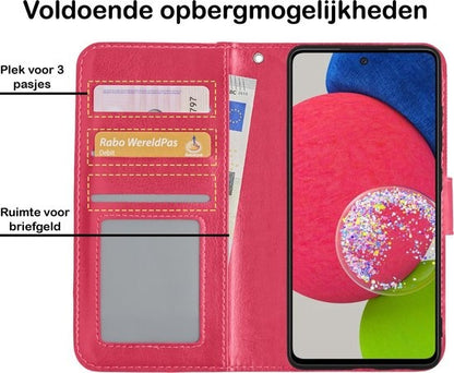 Samsung A52s Hoesje Book Case Kunstleer - Donkerroze