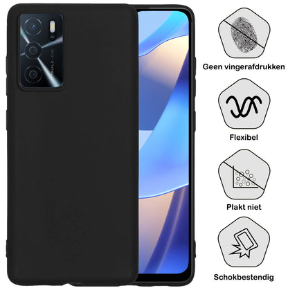 OPPO A16s Hoesje Siliconen Backcover Lichtgewicht - Zwart