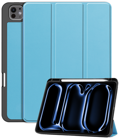 iPad Pro 2024 (11 inch) Trifold Bookcase Hoes met Penhouder voor Apple Pen - Lichtblauw