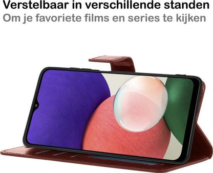Samsung A22 4G Hoesje Bookcase Cover met Kaarthouder - Bruin