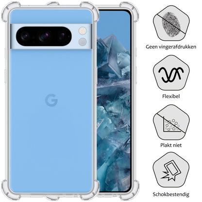 Google Pixel 8 Pro Hoesje Shockproof Backcover Siliconen - Transparant