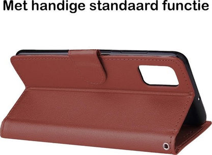 Samsung A71 Hoesje Bookcase Cover met Kaarthouder - Bruin