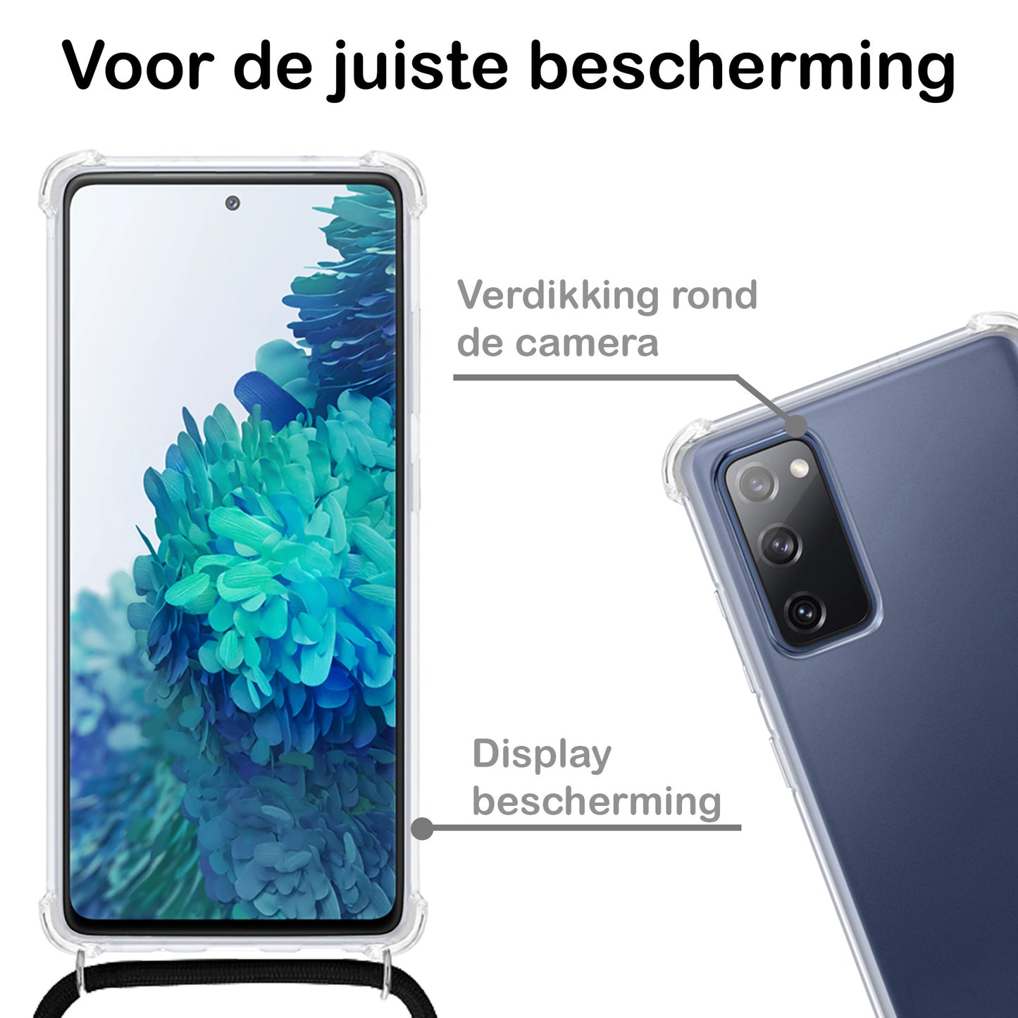 Samsung S20 FE Hoesje met Koord Siliconen - Transparant