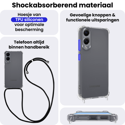 Samsung S25 Edge Hoesje met Koord Backcover Shockproof - Transparant