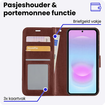 Samsung A37 Hoesje Bookcase Cover met Kaarthouder - Bruin