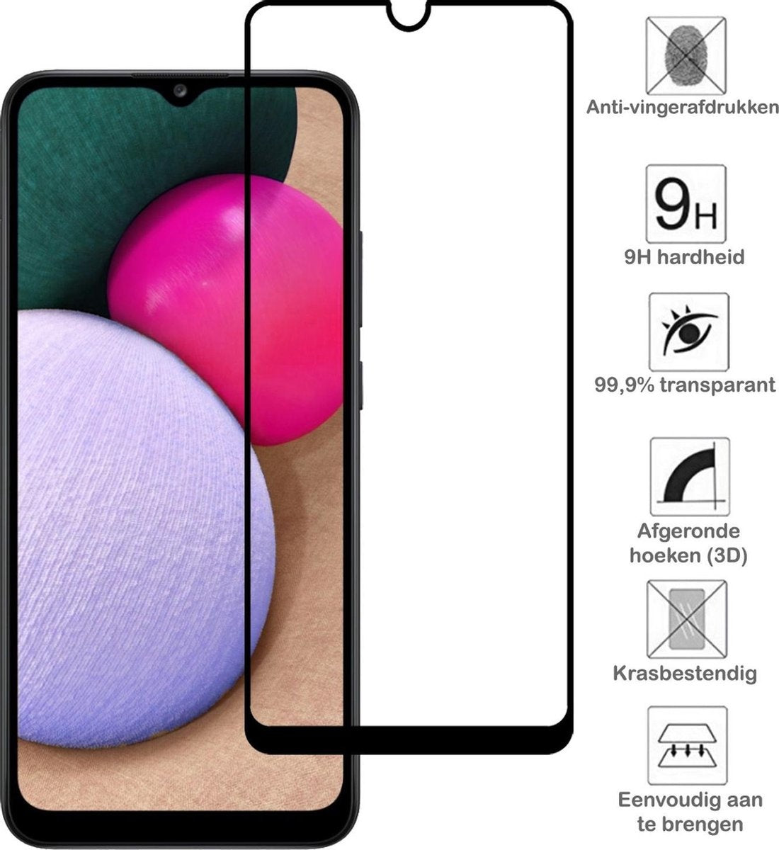 Samsung A02s Screenprotector Full Cover Tempered Glass