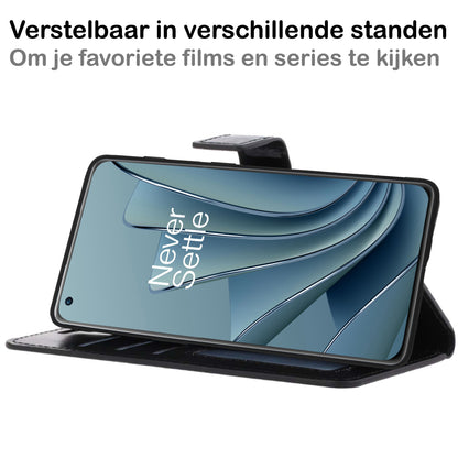 OnePlus 10 Pro Hoesje Bookcase Cover met Kaarthouder - Zwart