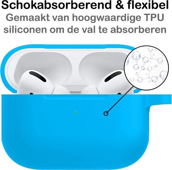 Airpods Pro Hoesje Siliconen met Clip - Lichtblauw