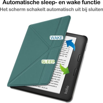 Kobo Libra 2 Trifold Bookcase Hoes - Donkergroen