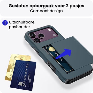 iPhone 18 Pro Hoesje Kaarthouder Hard Case Shockproof - Donkerblauw