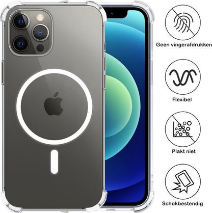 iPhone 12 Pro Hoesje Geschikt voor Magsafe Backcover Shockproof - Transparant