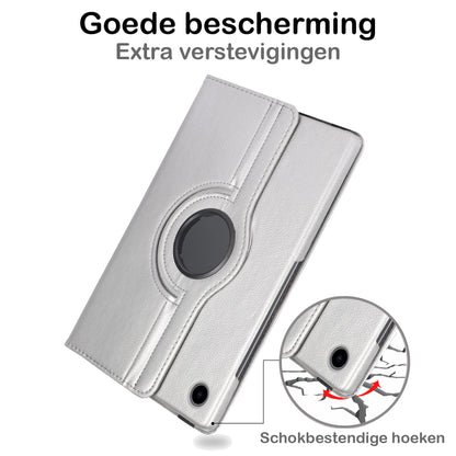 Samsung Galaxy Tab A8 Trifold Bookcase Hoes 360 Graden Draaibaar - Zilver