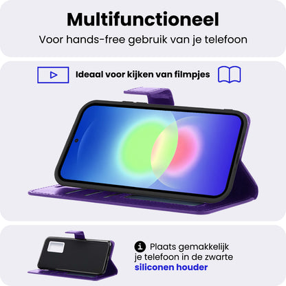Samsung A27 Hoesje Bookcase Cover met Kaarthouder - Paars