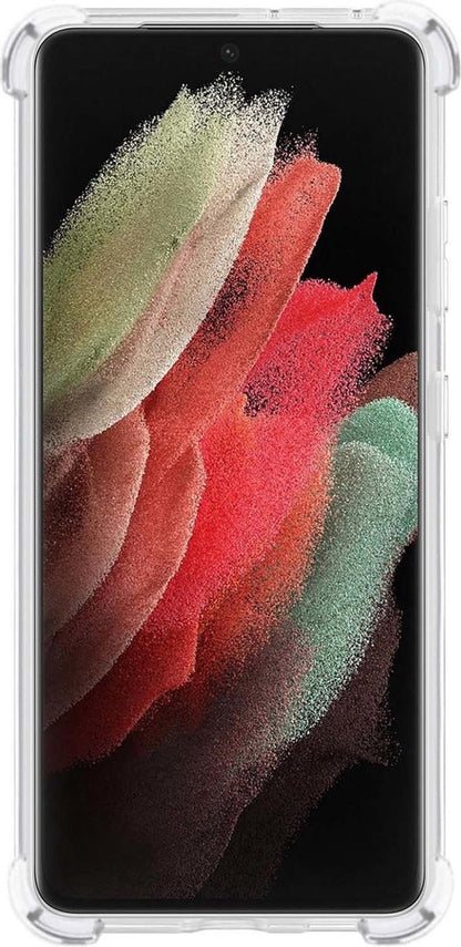 Samsung S21 Ultra Hoesje Kaarthouder Backcover Shockproof - Transparant