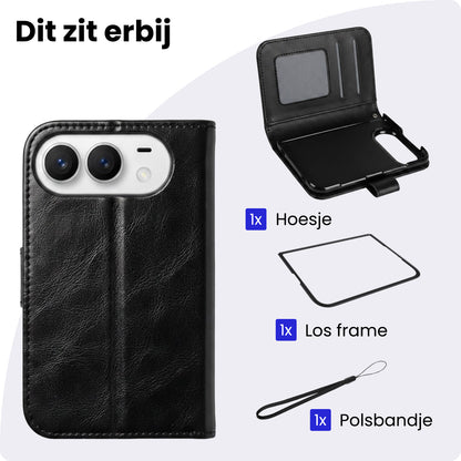 iPhone Duo Hoesje Bookcase Cover met Kaarthouder - Zwart